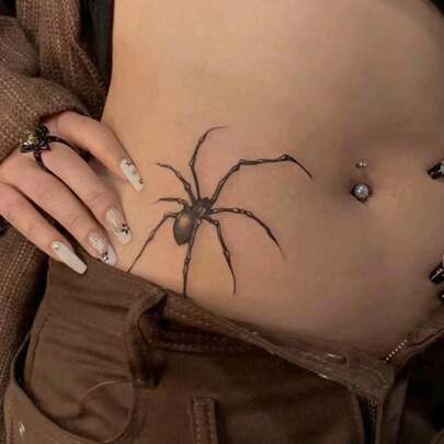 1pc Waterproof And Long-Lasting Temporary Spider Tattoo Sticker For Body Art