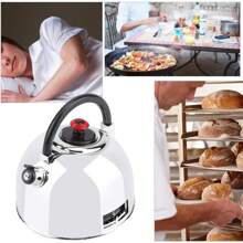 60 Minute Mechanical Kitchen Timer, Teapot Shaped Cooking Timer Clock, Stainless Steel Wind Up Dial Rotating Countdown Egg Timer, Sets From 0 To 60 Minutes - Silver - View 8