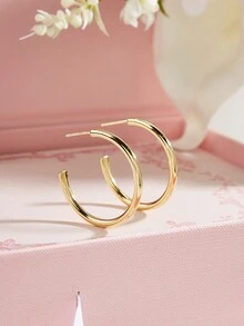 Cici Color 1雙925純銀14k鍍金耳環,女性婚禮派對珠寶禮物 - 金黃色 - 查看 1