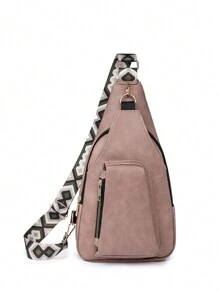 2025 Unique Design Fashionable PU Leather Sling Women 3 Pockets Chest Pouch Travel Shopping Shoulder Bag