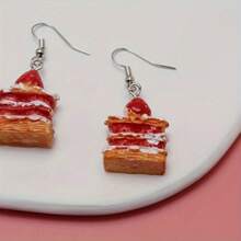 1 Pair Cute Strawberry Cake Earrings, Fun Mori Style Cartoon Women's Earrings - Strawberry - View 2