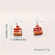 1 Pair Cute Strawberry Cake Earrings, Fun Mori Style Cartoon Women's Earrings - Strawberry - View 5