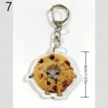 1 Pc Food Expression Keychain, Red Sand Sculpture, Everything Can Be A Cat Head, Explosive Backpack Pendant