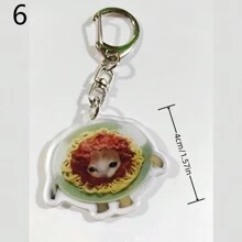 1 Pc Food Expression Keychain, Red Sand Sculpture, Everything Can Be A Cat Head, Explosive Backpack Pendant