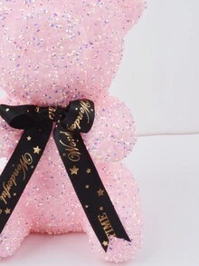 1入裝盒粉色泰迪熊鑲嵌有斷鑽石/斷珍珠和蝴蝶結,情人節禮物,母親節禮物,生日禮物,裝飾禮物飾品 - 碎鑽熊-淡粉 - 查看 5