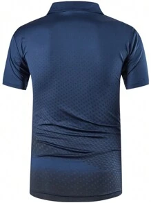 jeansian 1pc Men's Sports Polo Shirt, Short Sleeve Athletic Fit Polo T-Shirt Suitable For Tennis, Golf, Bowing, Etc. - Navy Blue - View 4