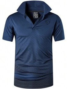 jeansian 1pc Men's Sports Polo Shirt, Short Sleeve Athletic Fit Polo T-Shirt Suitable For Tennis, Golf, Bowing, Etc. - Navy Blue - View 2