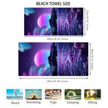 1條風景圖案沙灘巾,現代超細纖維浴巾,適用於度假、露營、游泳、洗浴、送禮 - 彩色 - 查看 2
