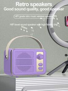 Wireless Vintage Speaker With Outdoor Insert Card & Usb Flash Drive Feature, Mini Portable Speaker For Computer Sound - Purple - View 1