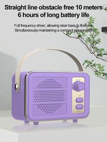 Wireless Vintage Speaker With Outdoor Insert Card & Usb Flash Drive Feature, Mini Portable Speaker For Computer Sound - Purple - View 2
