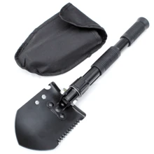 多功能戶外工程鏟加厚雙手柄鏟，生存折疊鏟，小型露營鏟，軍用鏟， 1入 - 黑色 - 查看 2