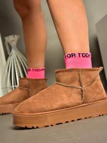 2024 Ankle-High Snow Boots For Women - Suede Water Resistant Winter Boots With Memory Foam And Faux Fur Lining - Hippy - 駝色 - 查看 4