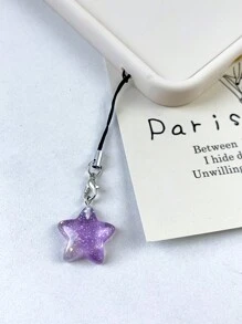 1pc Glittering Star Shaped Phone Lanyard, Suitable For Mobile Phone, Bag, Key Gifts For Mother, Family, Friends, Birthday, Holiday Phone Charm, Phone Chain - Purple - View 2