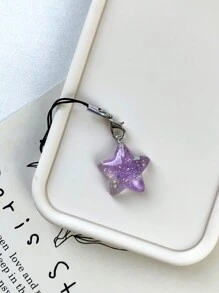 1pc Glittering Star Shaped Phone Lanyard, Suitable For Mobile Phone, Bag, Key Gifts For Mother, Family, Friends, Birthday, Holiday Phone Charm, Phone Chain - Purple - View 1