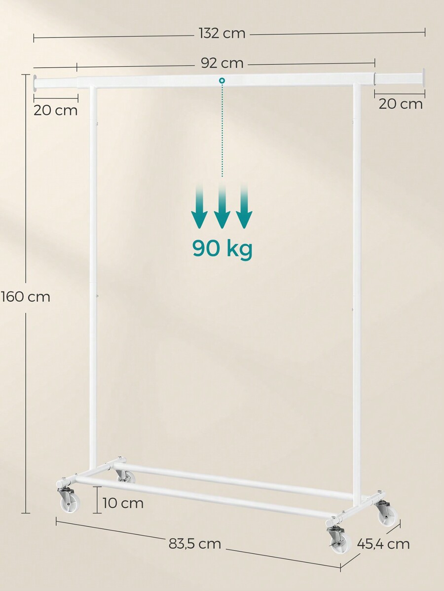 SONGMICS Clothes Rack On Wheels, Heavy Duty Clothes Rail, With ...