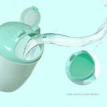 1入可愛卡通淋浴噴頭嬰兒洗頭杯,洗髮匙,浴缸匙,多用途水杯,兒童牙刷杯 - 綠色 - 查看 10