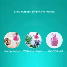 1入可愛卡通淋浴噴頭嬰兒洗頭杯,洗髮匙,浴缸匙,多用途水杯,兒童牙刷杯 - 綠色 - 查看 5