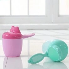 1入可愛卡通淋浴噴頭嬰兒洗頭杯,洗髮匙,浴缸匙,多用途水杯,兒童牙刷杯 - 綠色 - 查看 8