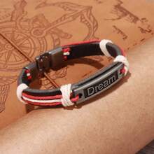 1 件時尚合金皮革編織手鍊/情侶手鍊/牛皮手鍊男女