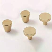 1pc Round Brass Wardrobe Cabinet Handle, Drawer Shoe Cabinet Single Hole Cabinet Door Handle (NO Screw) - Multicolor - View 6