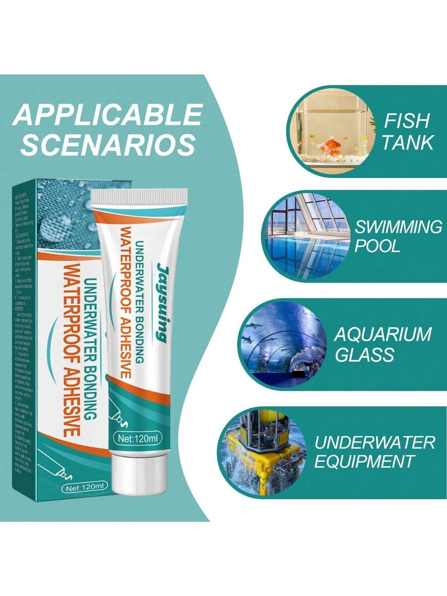 One Waterproof Adhesive (120ml) For Preventing Leaks And Sealing Pipes In The Drain, Fish Tank, Glass And Wooden Barrel. - White - View 1