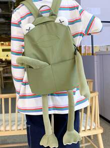 Fashionable Cartoon Nylon Frog Chest Bag/Double Shoulder Asymmetric Water Resistant Sling Bag/Backpack Suitable For Work, Shopping, Travel And Mobile Phone Storage - Green - View 1