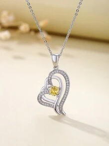 H Z JEWERLY 1 件時尚波西米亞風格銅和方晶鋯石心形吊墜項鍊鍍白金,適合女士日常生活、派對、情侶禮物、女朋友禮物以及送給親戚、最好朋友的禮物 - 白色 - 查看 4