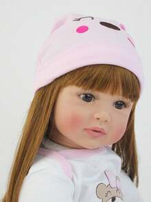 GUESSBELLY 60厘米24英寸逼真重生婴儿娃娃活着的柔软硅胶新生公主幼儿婴儿可爱装扮玩具女孩生日礼物（部分零件随机） - 粉色 - 查看 5