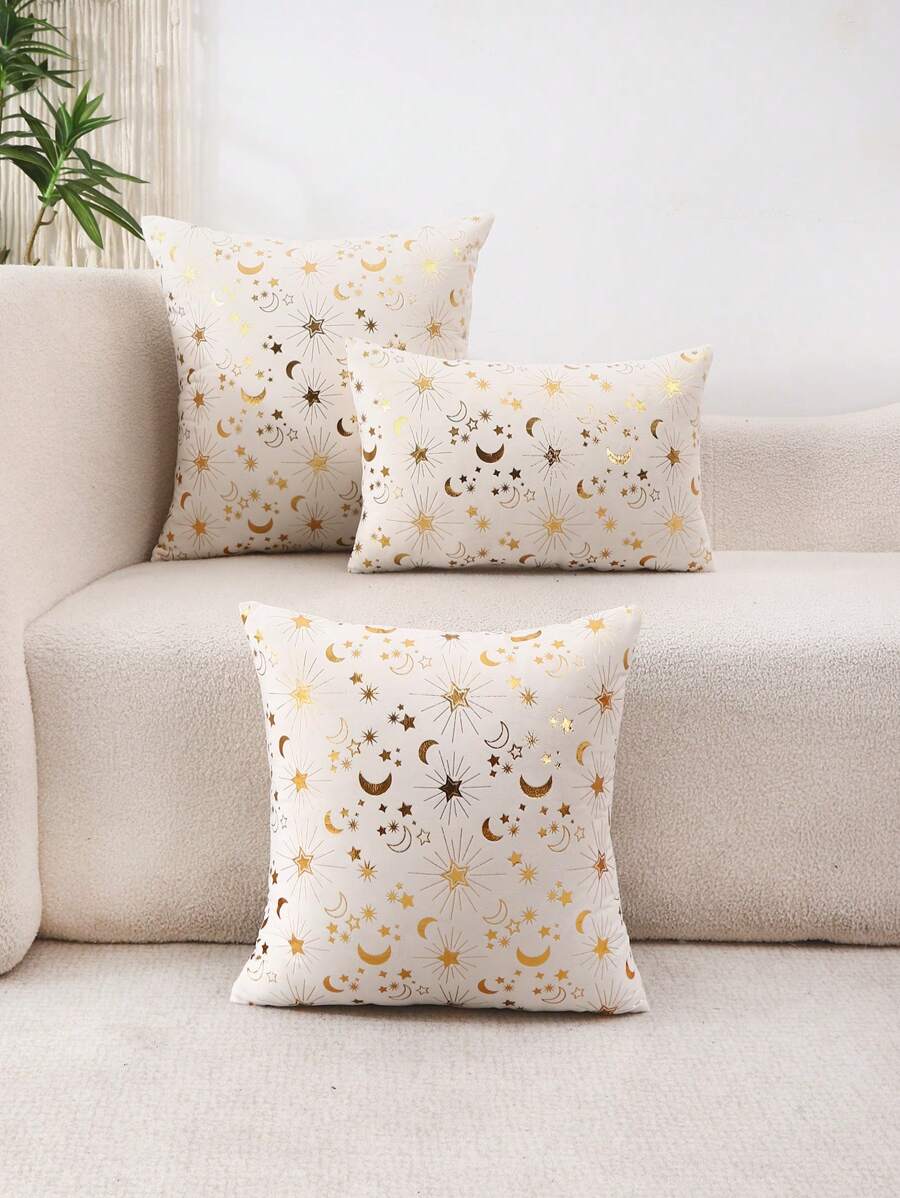 Miater 1入裝金箔星月紋絨面墊套,裝飾用 - 紫紅色 - 查看 1