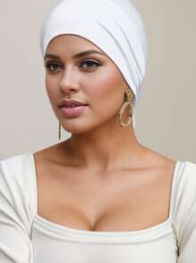 1pc Women's Solid Color Sweat Fabric Elastic Headband Undercap For Hijab Casual Casual Under Cap - Multicolor - View 7