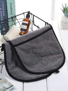 1只寵物毛巾,附袋,瞬間吸水,柔軟纖維毛巾,快速乾燥,適用於貓狗洗澡