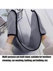 1只寵物毛巾,附袋,瞬間吸水,柔軟纖維毛巾,快速乾燥,適用於貓狗洗澡