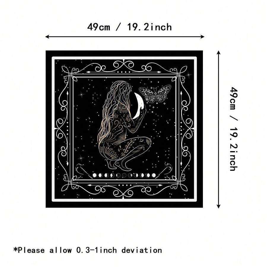 1pc Black And White Hair Long Woman Astrological Flowers & Lunar Phases