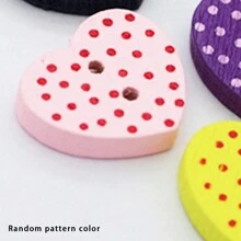 20pcs Polka Dot Heart Wooden Buttons For Diy Kids' Clothing And Accessories - Multicolor - View 4