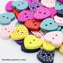 20pcs Polka Dot Heart Wooden Buttons For Diy Kids' Clothing And Accessories - Multicolor - View 3