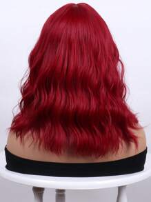 Chống nóng Chất xơ Dợn sóng Tóc giả Tóc Giả Ngắn có tóc mái Rượu vang Đỏ  16 Inch Chất lượng tốt Tóc giả tổng hợp Giường đôi Làm bằng máy Đối với phụ nữ Hằng ngày - Màu Đỏ Sâu - Xem 6