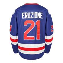 Maglia uniforme da hockey su ghiaccio a maniche lunghe con collo a V e ricamo a lettera a blocchi di colore per uomini