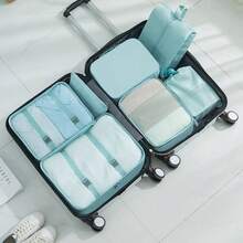 7pcs Travel Packing Cubes, Luggage Organizer Bags, For Clothes, Shoes, Cosmetics And Toiletries, Outdoor Trip - Mint Blue - View 1