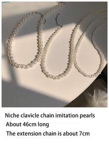1pc Faux Pearl Choker Necklace, 6cm/8cm/10cm, Fashionable And Versatile, Creative Gift And Decorative Accessory - Pearl Necklace - View 2