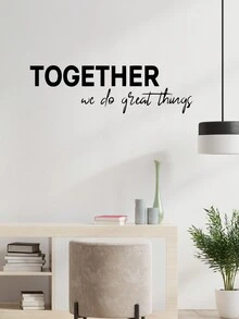 1 Pegatina De Pared En Inglés Con El Lema 'juntos' - Negro - Ver 3