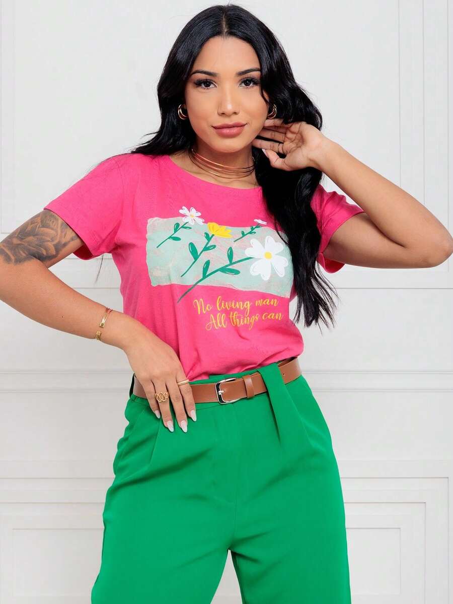Women T-Shirts - Màu Hồng Tươi - Xem 1