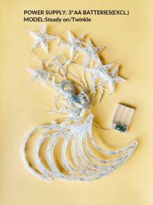 1 件 120LED 3M 月亮形 LED 窗帘灯串，室内室外窗户装饰走廊吊灯，卧室装饰道具 - 無色 - 查看 10