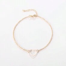 1入歐美風格時尚極簡空心心形吊飾手鍊,簡約設計 - 彩色 - 查看 3