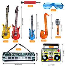 13 Piezas/set Instrumentos Musicales Inflables Accesorios Del Disfraz De Rockero Para Estrella De Rock, Accesorios De Rock And Roll De Los Años 80 Y 90 Para Fotos Y Decoración De Fiesta De Cumpleaños Con Globos - Multicolor - Ver 2