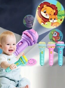 Mini brinquedo lanterna de projeção para crianças em cor verde, Brinquedo de lâmpada de projeção de reconhecimento de gráficos e números para educação infantil, escolar, estudante, papelaria, material escolar