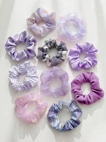 10 件女士学院风蝴蝶结马尾辫夹，适合优雅舒适的发型，多巴胺狂欢节狂欢节发圈发圈，头饰