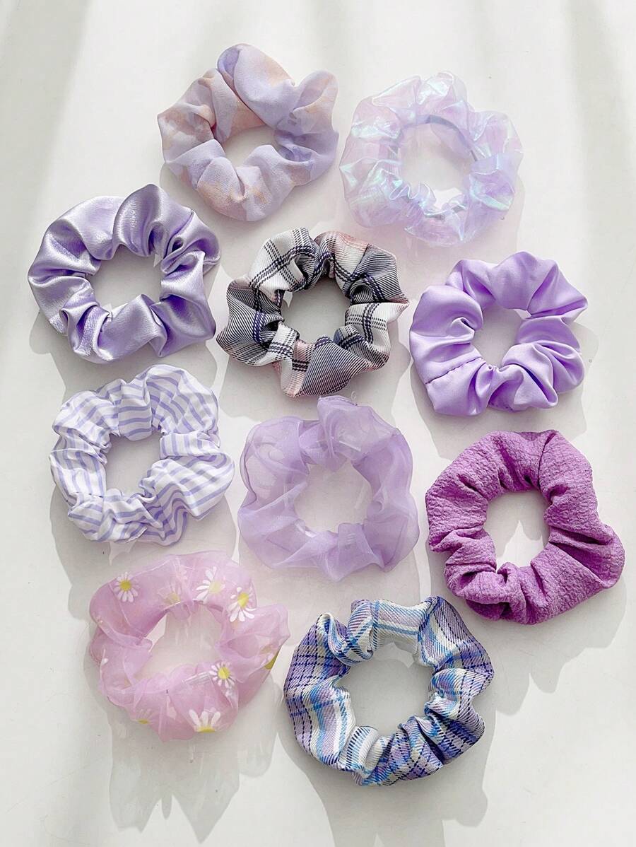 10 件女士学院风蝴蝶结马尾辫夹，适合优雅舒适的发型，多巴胺狂欢节狂欢节发圈发圈，头饰