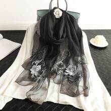 1入女式刺繡絲編優雅風格圍巾，適合日常穿著和家庭晚宴 - 彩色 - 查看 6