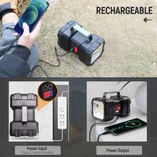 Gearbrite 1支超亮可充電led手持聚光燈,帶cob燈和太陽能板- 100000流明手電筒,釣魚,露營等戶外活動照明使用 - 黑色 - 查看 9