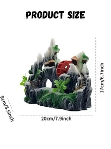 1入組模擬白玉水車-創意微景觀場景,兼具水車和假山特色,適用於小型和中型水族箱,為獲取最好效果,需連接氣泵 - 黑與白 - 查看 2